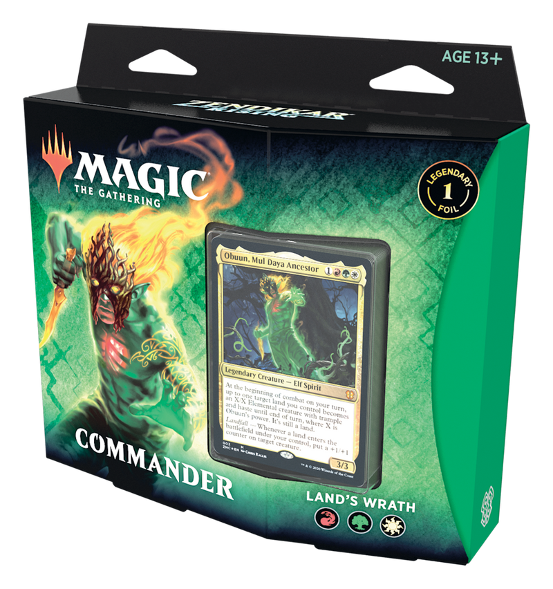 Magic: The Gathering Zendikar Rising Commander Deck – Land's Wrath | 100 Card Ready-to-Play Deck | 1 Foil Commander | Red-Green-White