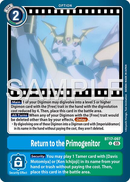 Return to the Primogenitor [BT17-097] (Foil Reprint) [Advanced Booster Digimon Generation]