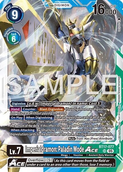 Imperialdramon: Paladin Mode ACE [BT17-077] (Reprint) [Advanced Booster Digimon Generation]