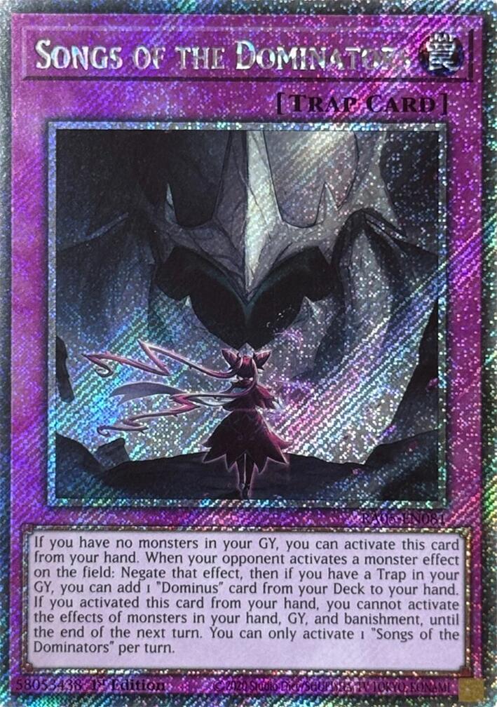 Songs of the Dominators (Platinum Secret Rare) [RA05-EN081] Platinum Secret Rare