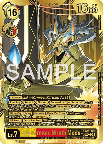 Jupitermon: Wrath Mode [BT26-103] (Rare Pull) [Timeless Bonds]