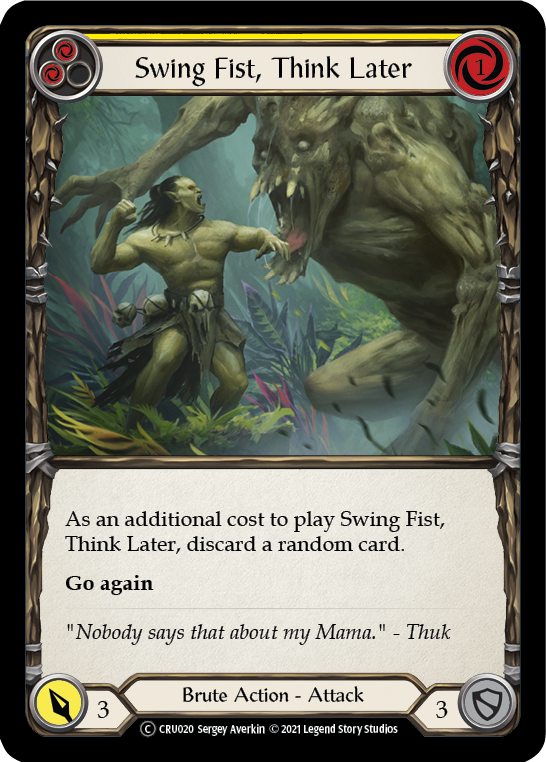 Swing Fist, Think Later (Yellow) [U-CRU020-RF] Unlimited Rainbow Foil