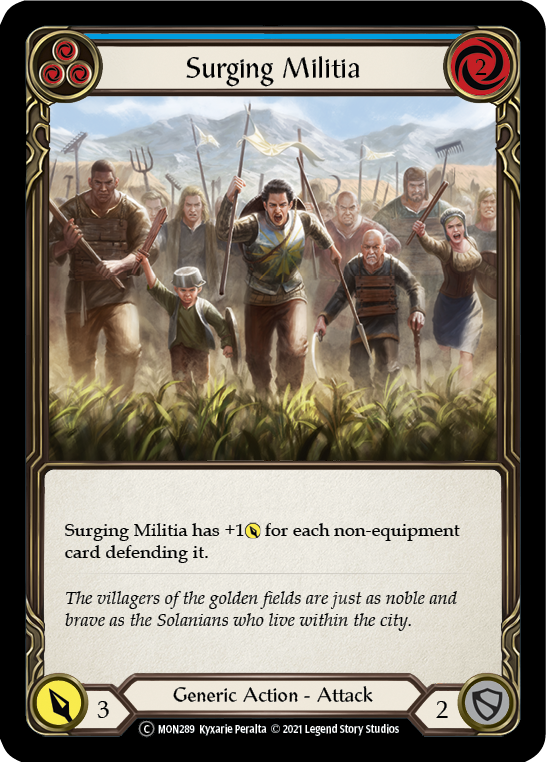 Surging Militia (Blue) [U-MON289-RF] Unlimited Rainbow Foil
