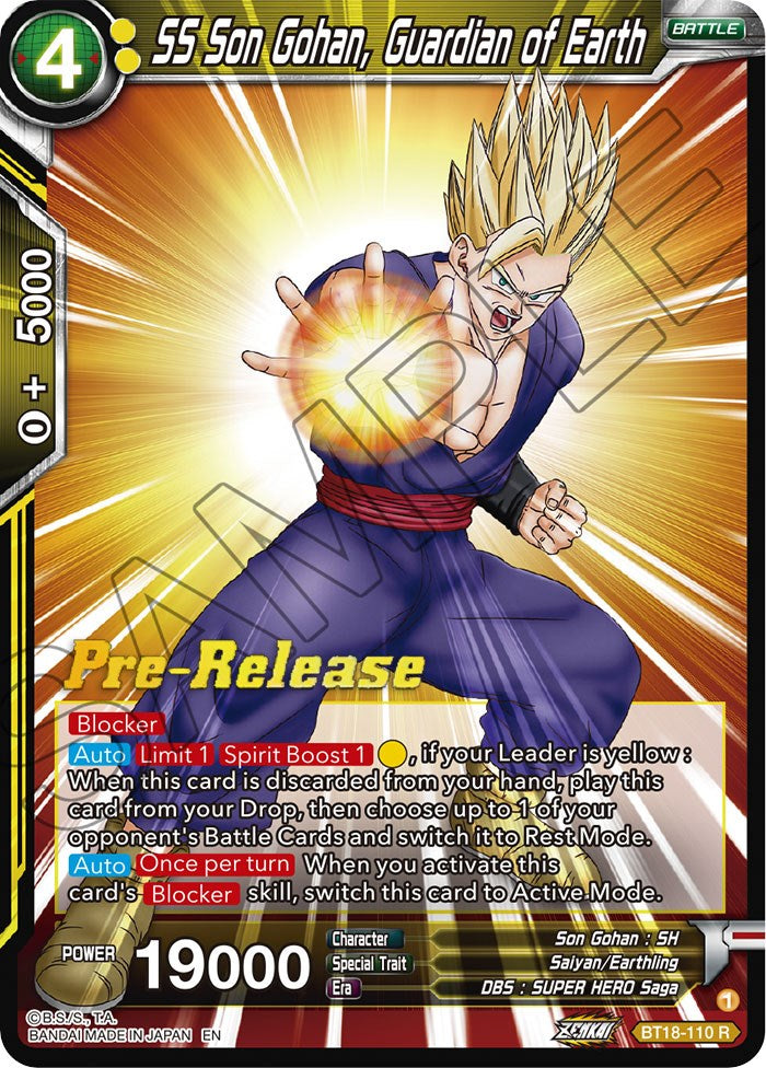SS Son Gohan, Guardian of Earth (BT18-110) [Dawn of the Z-Legends Prer SS Son Gohan, Guardian of Earth (BT18-110) [Dawn of the Z-Legends Prer