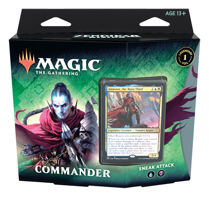 Magic: The Gathering Zendikar Rising Commander Deck – Sneak Attack | 100 Card Ready-to-Play Deck | 1 Foil Commander | Blue-Black