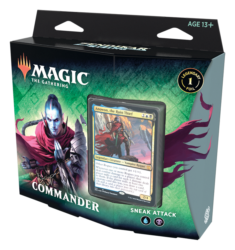 Magic: The Gathering Zendikar Rising Commander Deck – Sneak Attack | 100 Card Ready-to-Play Deck | 1 Foil Commander | Blue-Black